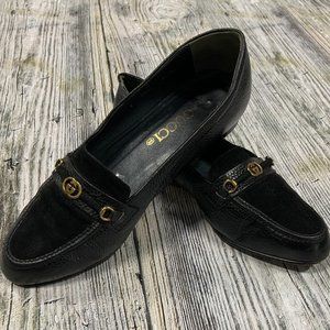 Women's Vintage Gucci Black Leather/Suede Loafers